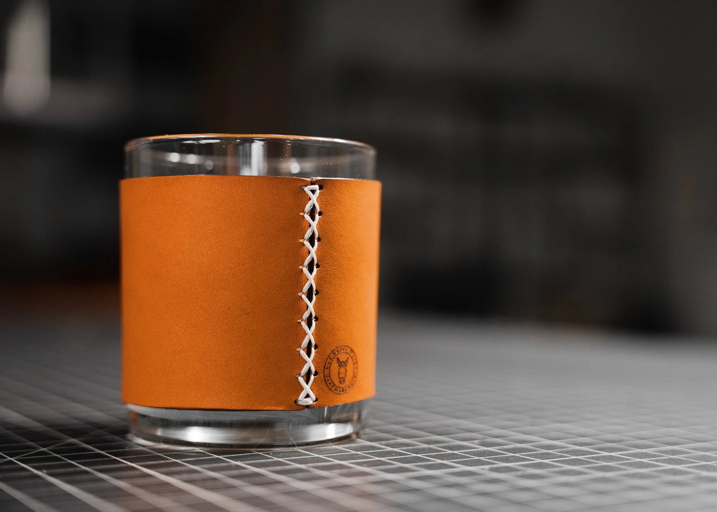 Lowball Glass Leather Wrapped Glass - Customizable