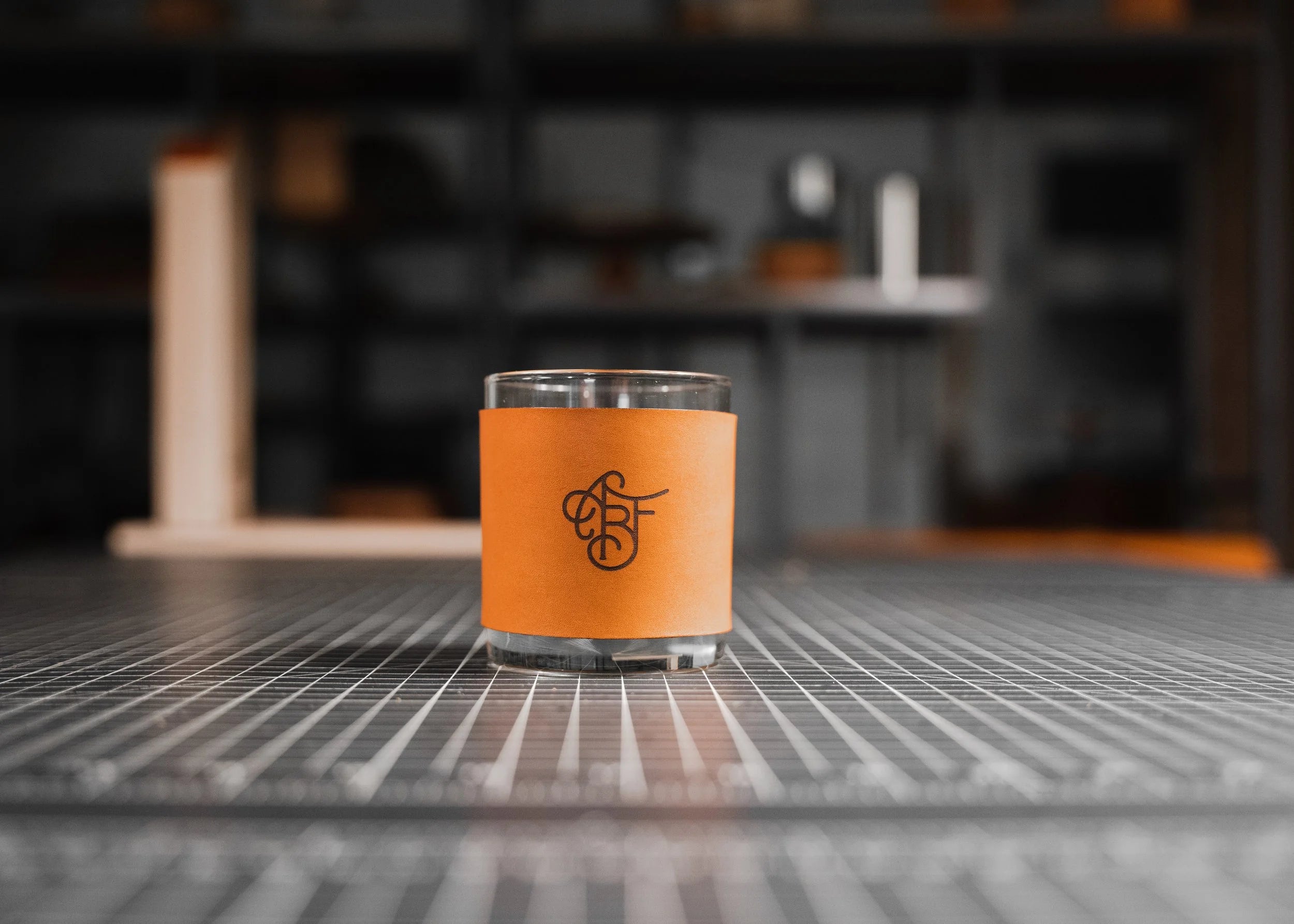 Lowball Glass Leather Wrapped Glass - Customizable