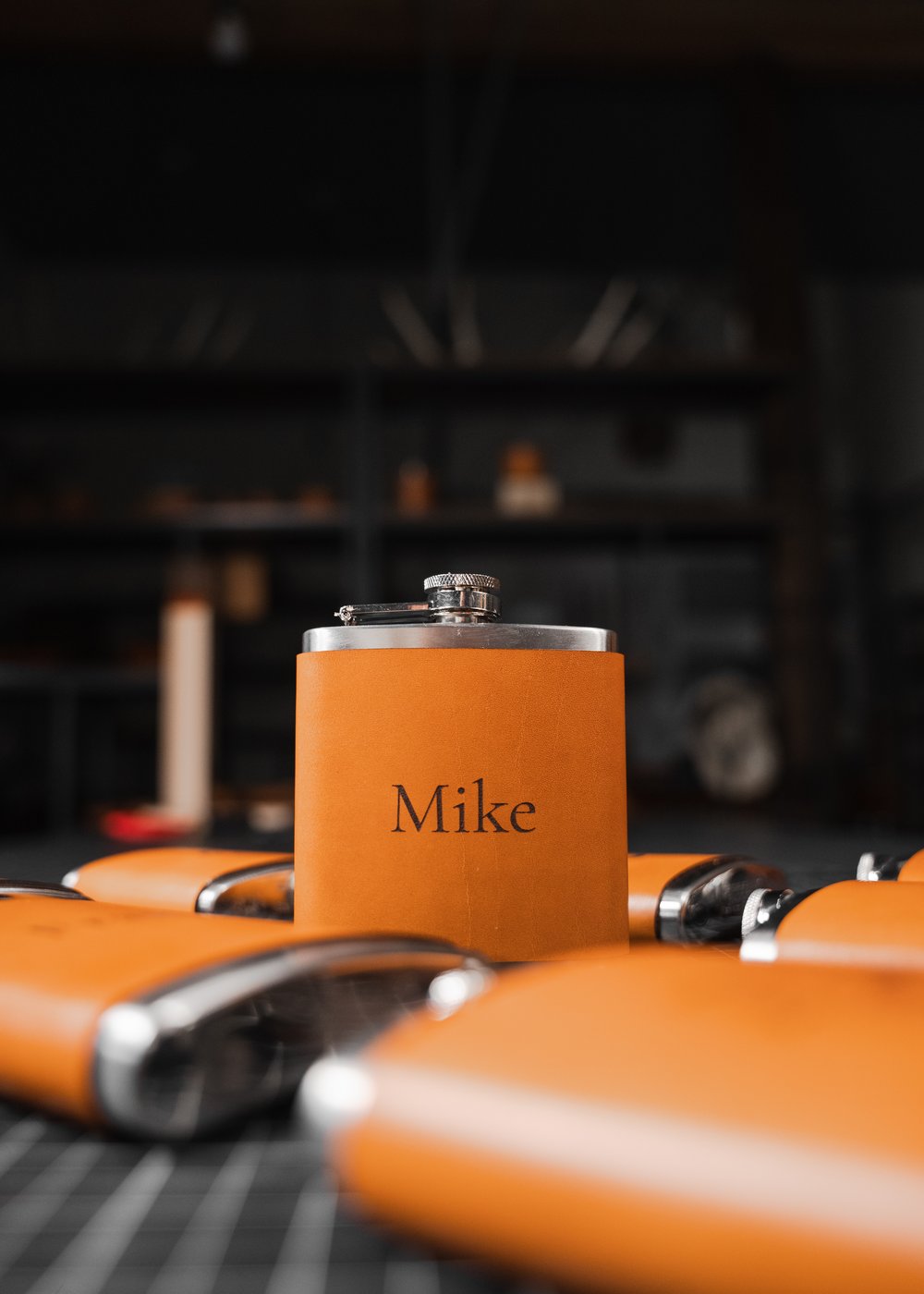 Customizable Leather Wrapped 8 oz Flask