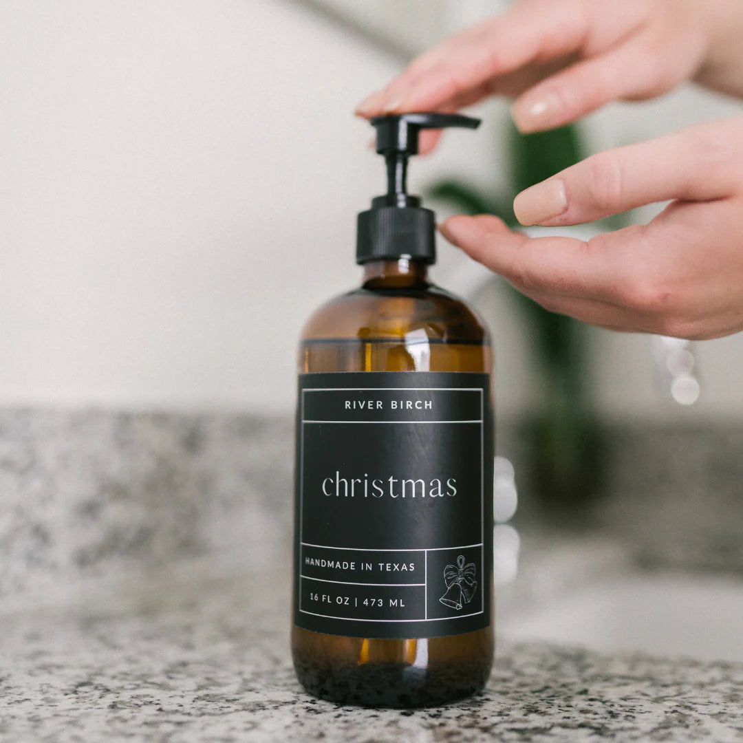 16 oz Holiday Handmade Soap in Amber Glass Bottle - Multiple Scents