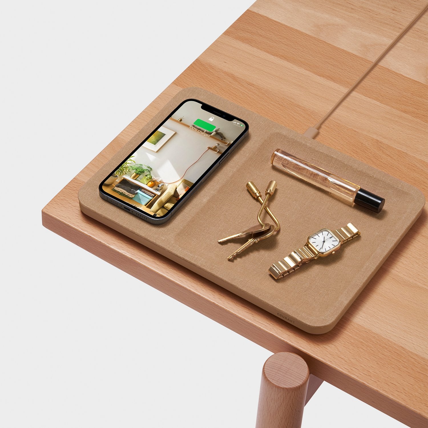 Leather Single-Device Charging Tray - Thumbnail 2