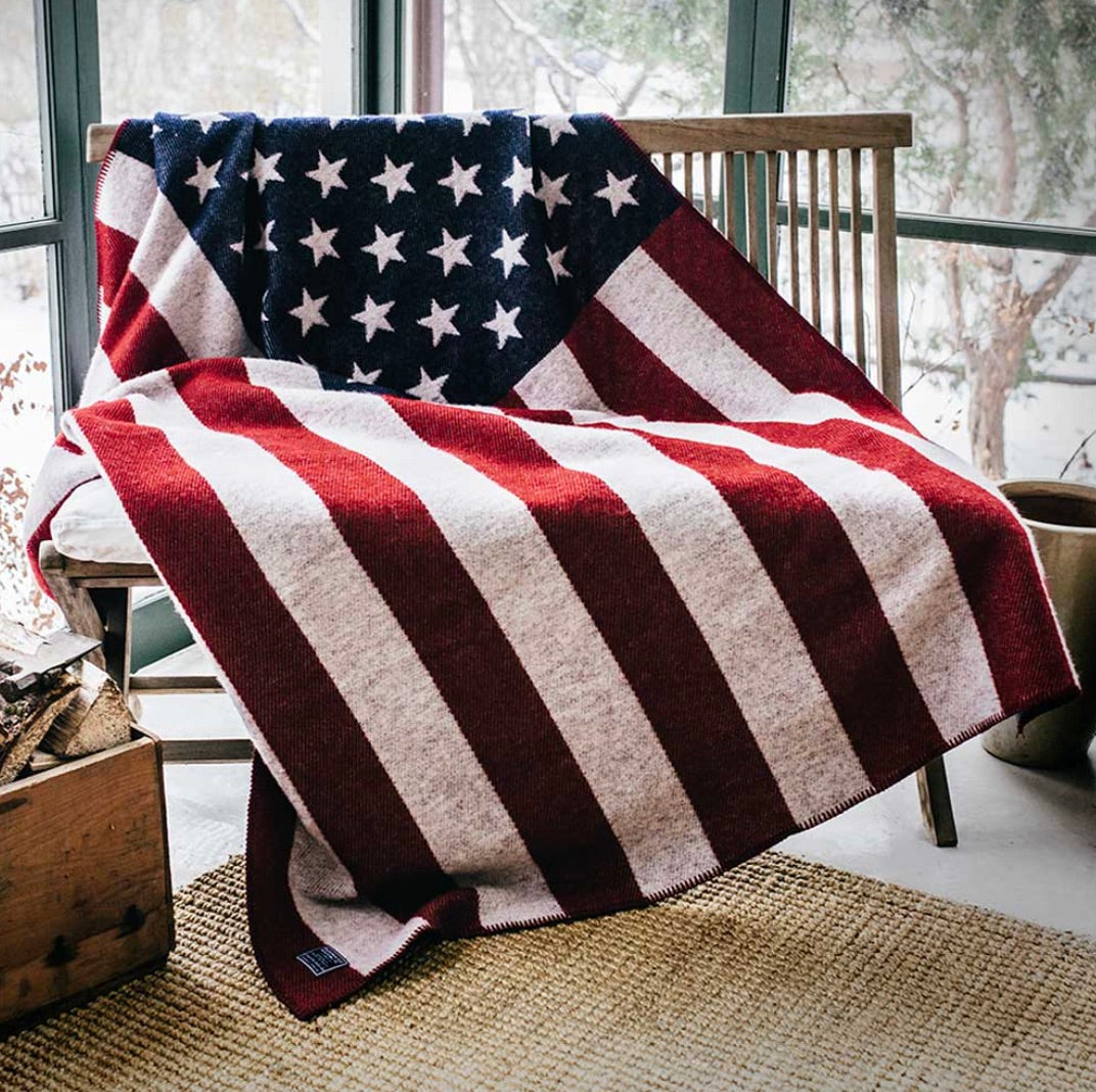 American Flag Wool Throw Blanket