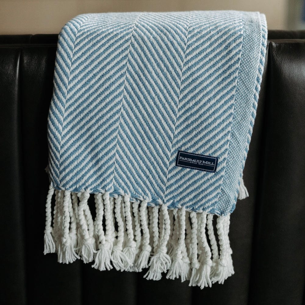 Monhegan Cotton Throw With Fringe Blanket