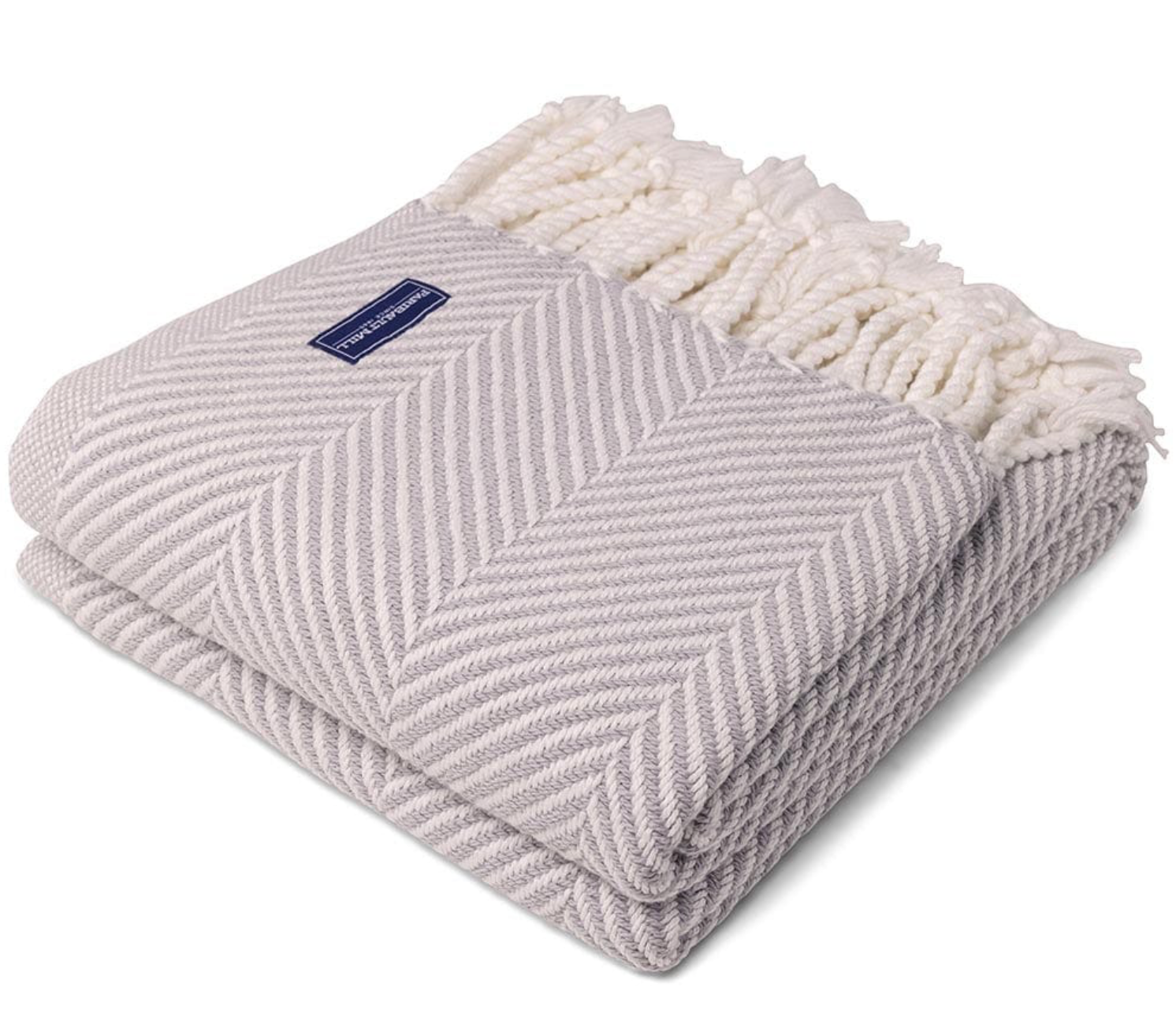 Monhegan Cotton Throw With Fringe Blanket