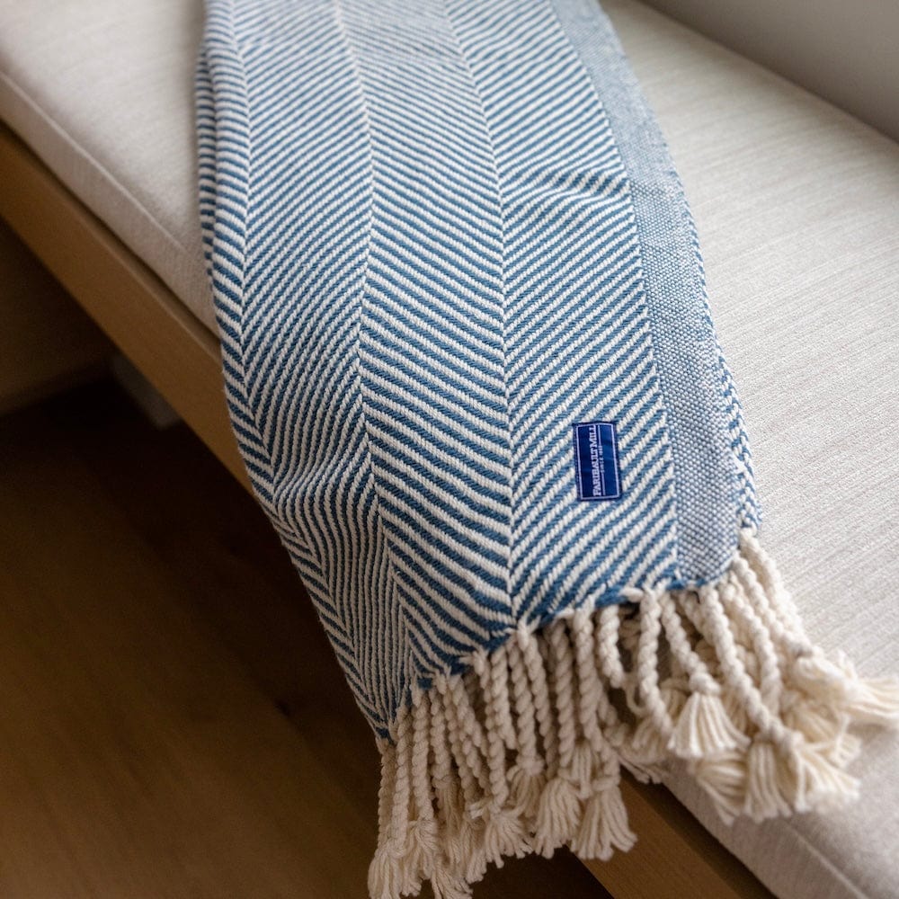 Monhegan Cotton Throw With Fringe Blanket