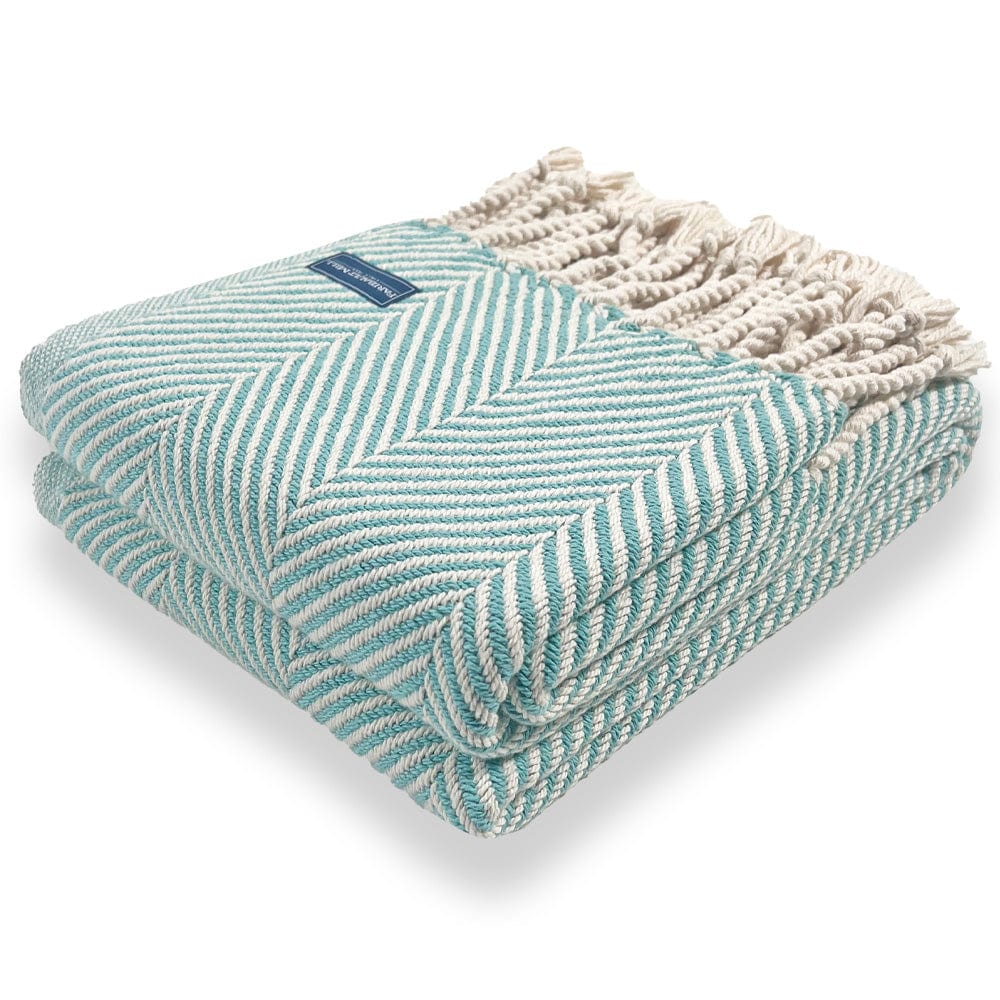 Monhegan Cotton Throw With Fringe Blanket