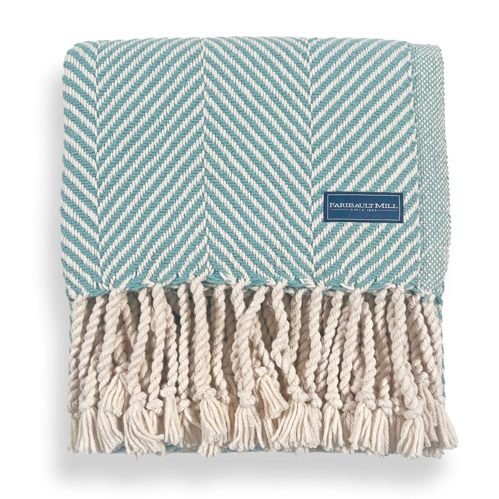 Monhegan Cotton Throw With Fringe Blanket