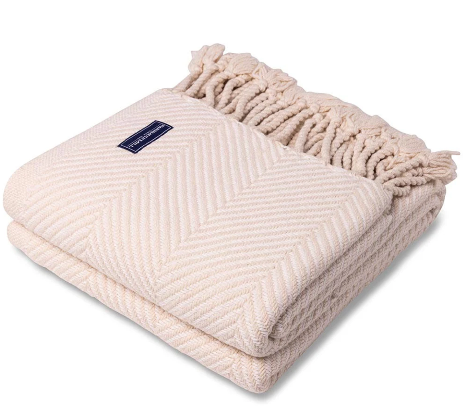 Monhegan Cotton Throw With Fringe Blanket