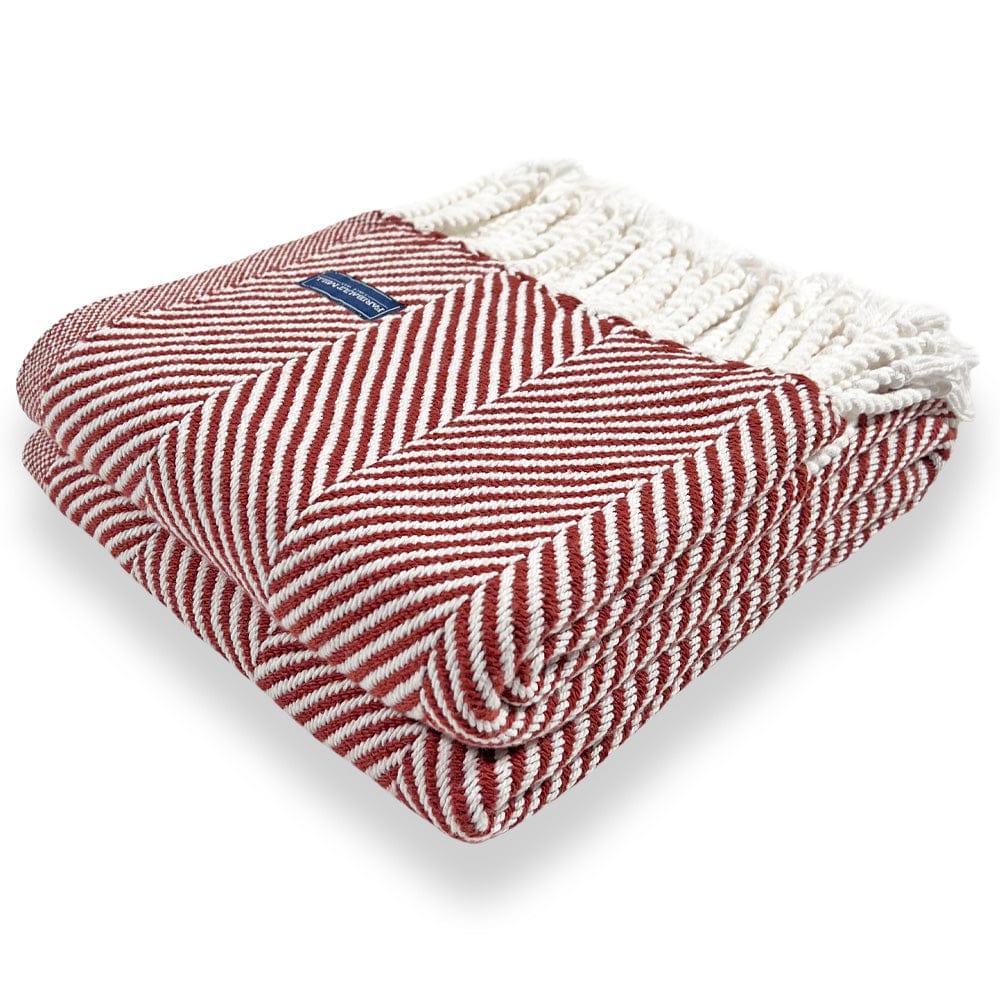 Monhegan Cotton Throw With Fringe Blanket