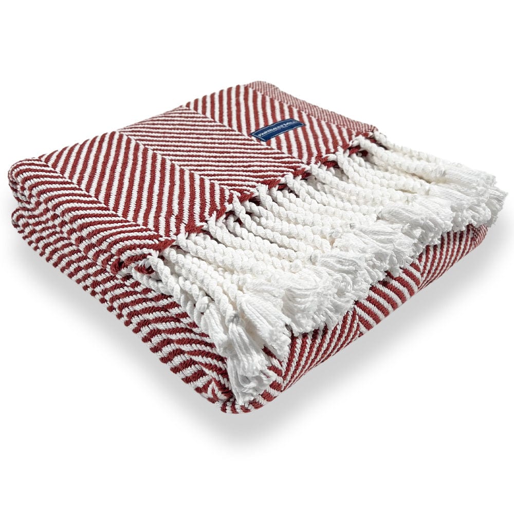 Monhegan Cotton Throw With Fringe Blanket