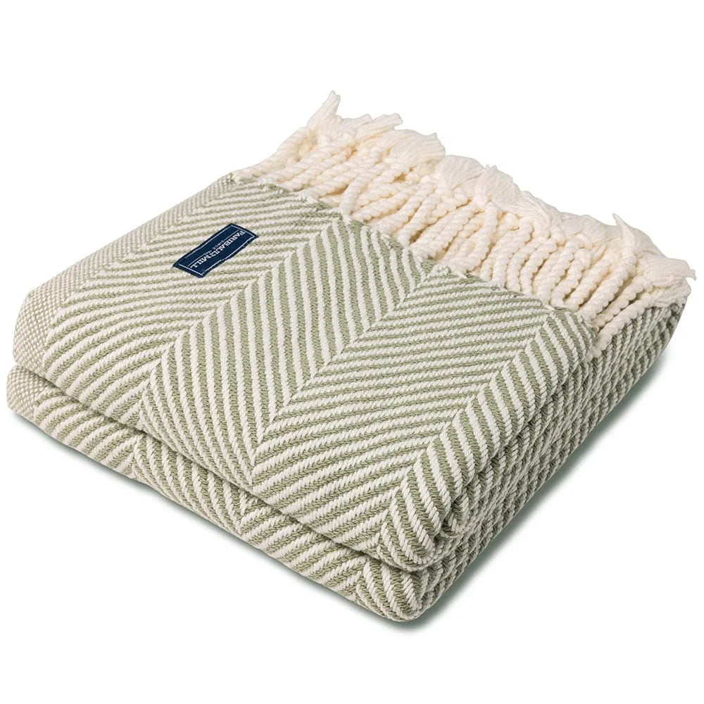 Monhegan Cotton Throw With Fringe Blanket