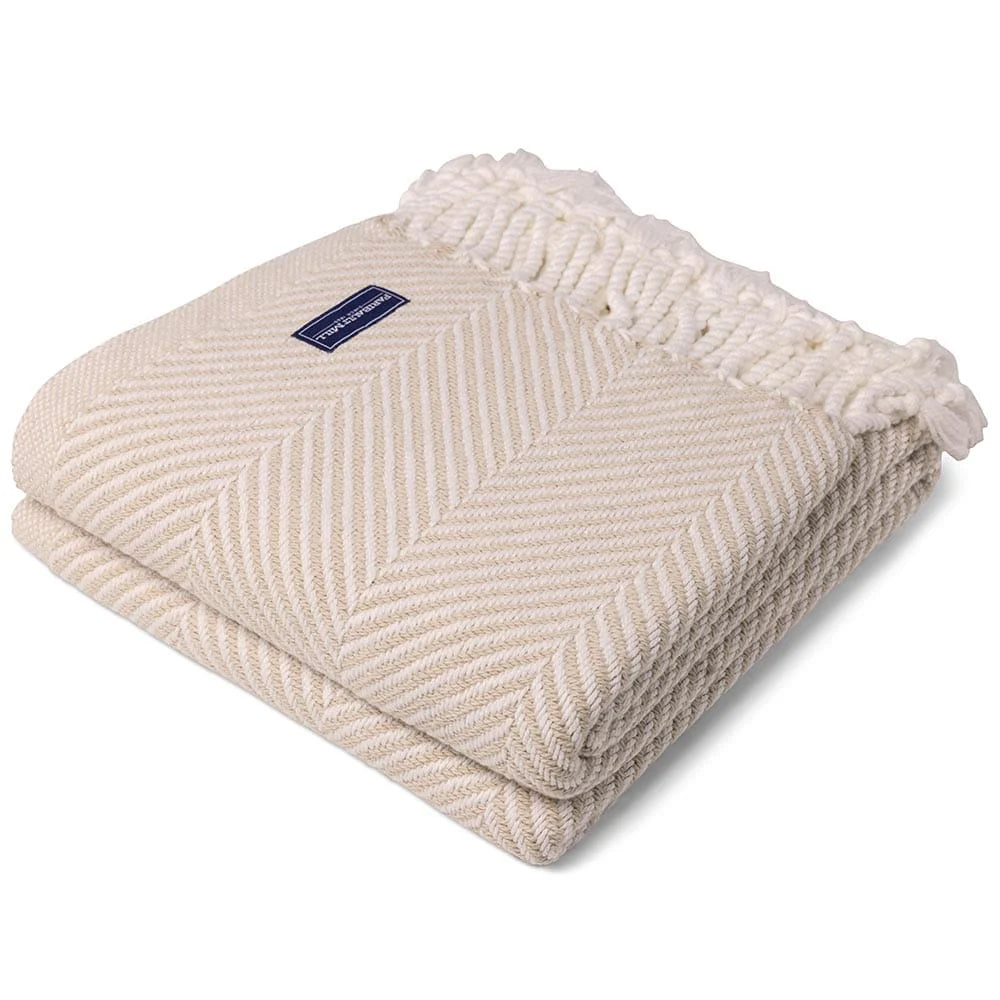 Monhegan Cotton Throw With Fringe Blanket