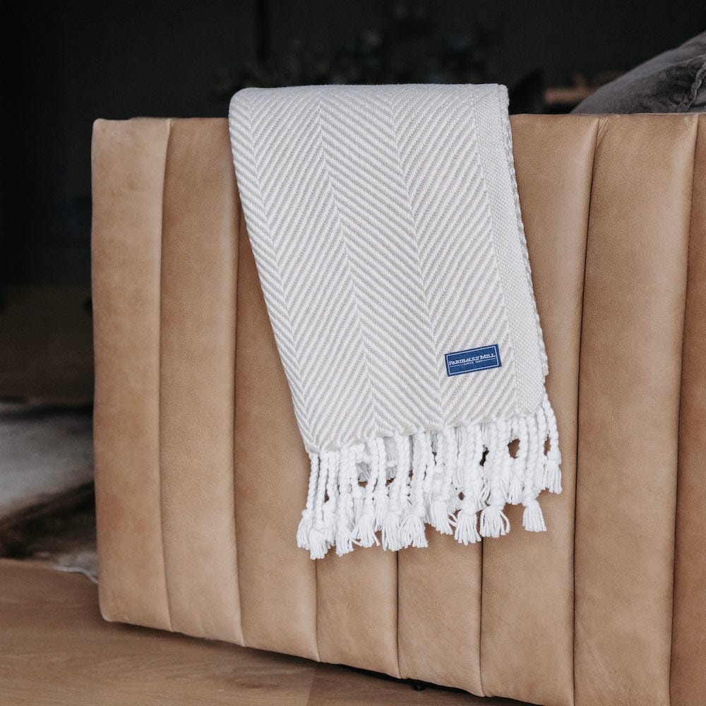 Monhegan Cotton Throw With Fringe Blanket