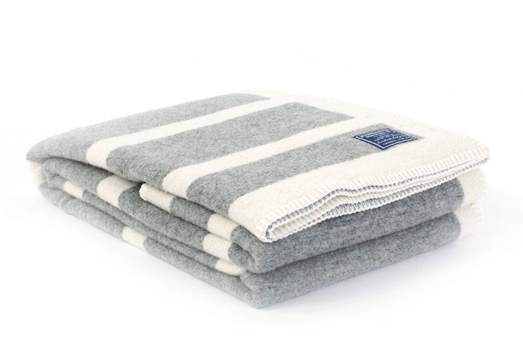 Reversible Frame Stripe Wool Throw Blanket - Thumbnail 3