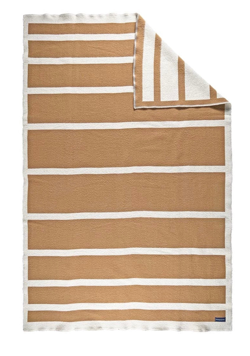 Reversible Frame Stripe Wool Throw Blanket