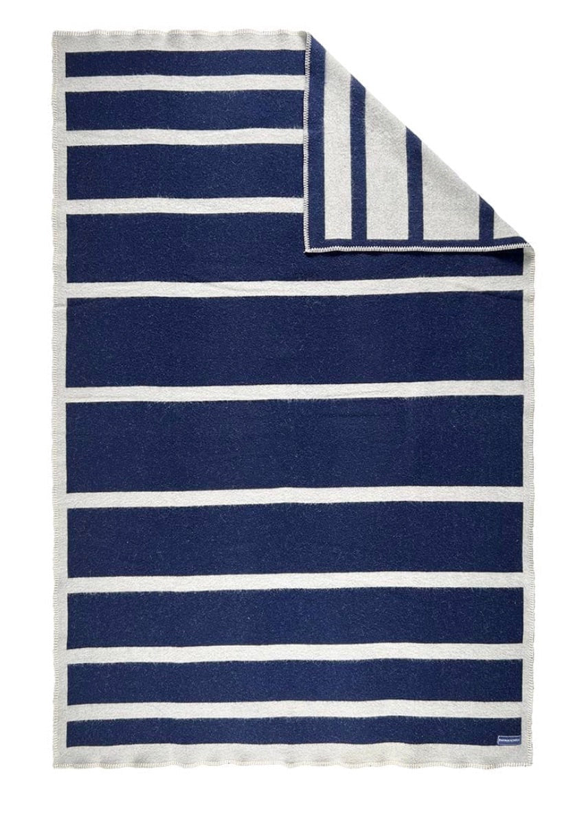 Reversible Frame Stripe Wool Throw Blanket