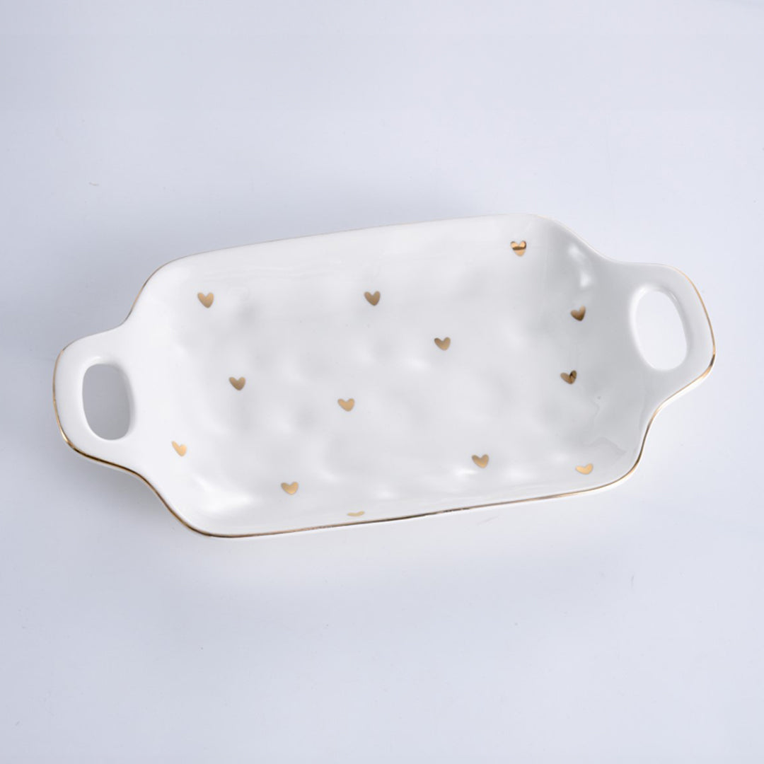 Mini Gold Hearts Tray With Handles