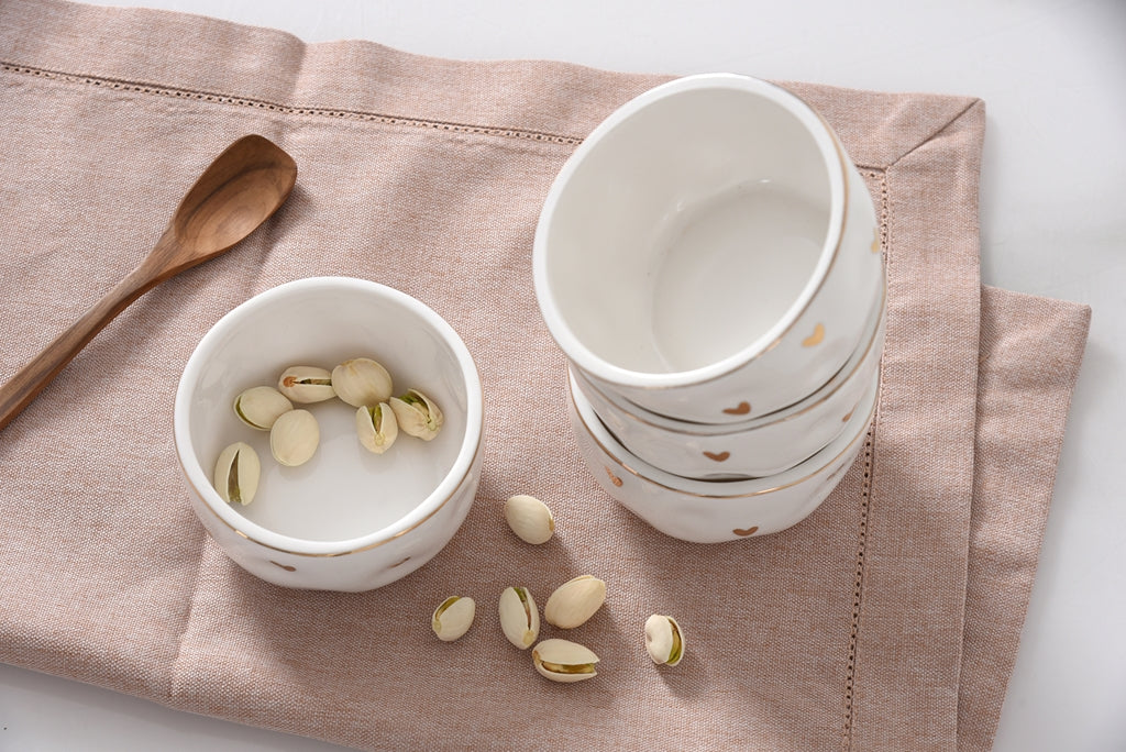 Mini Gold Hearts Snack Bowl - Set of 4