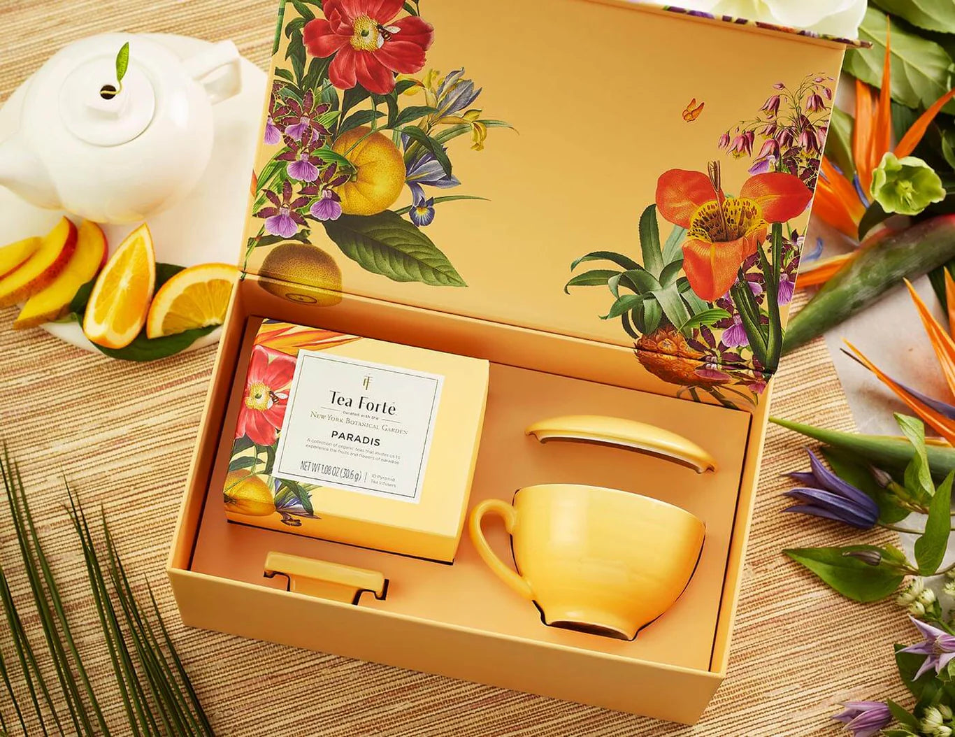 Tea Ritual & Chocolate Indulgence Set – Yellow Floral Edition