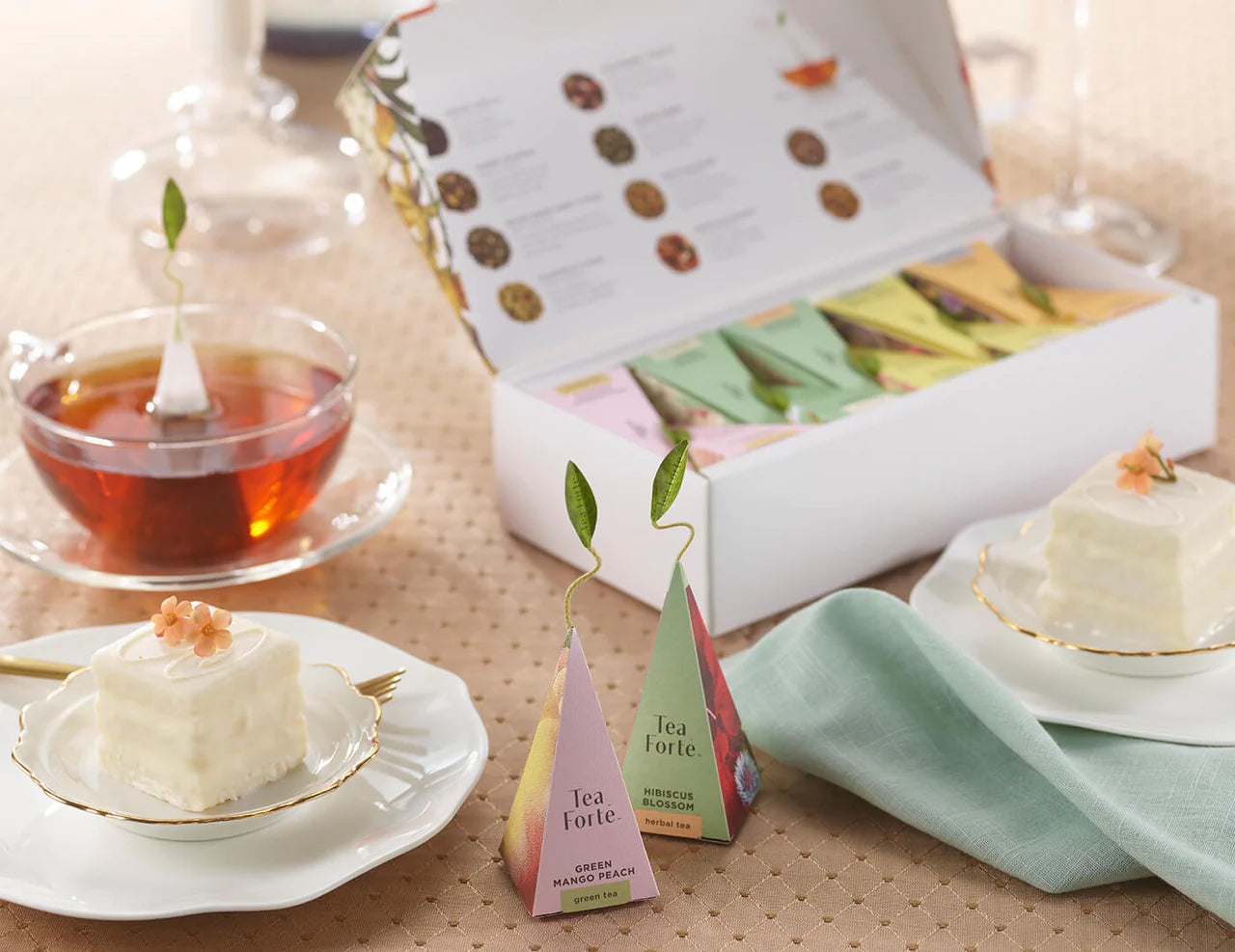 Personalized Mariposa Beaded Tray with Tea Forté & Tea Cakes Gift Set
