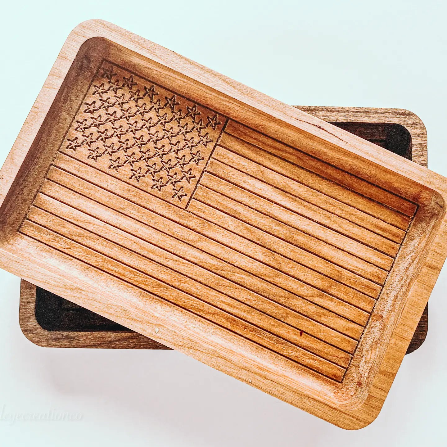 Hardwood American Flag Catchall Tray