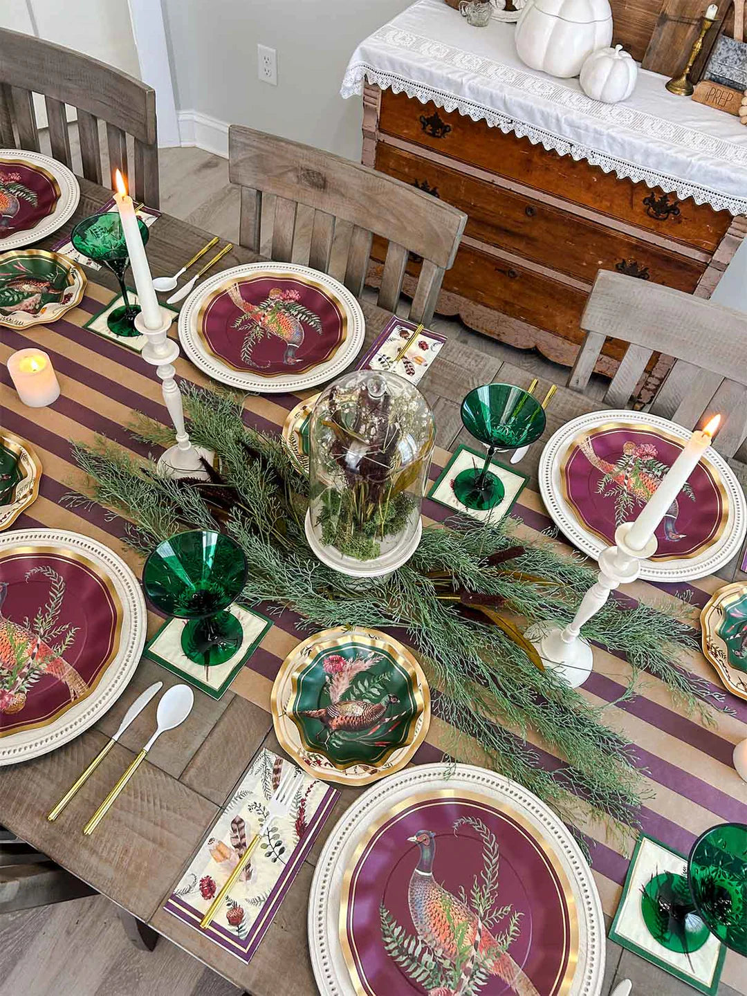 Thanksgiving Themed Cocktail Napkins with Ceramic Tray
