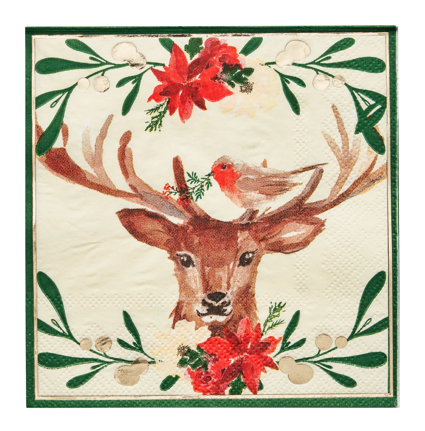 Holiday Cocktail Napkins & Ceramic Tray Set