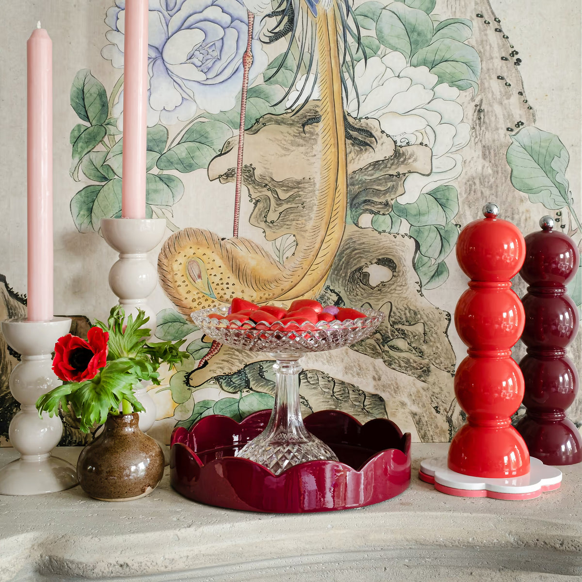 Addison Ross Round Small Lacquered Scallop Trays