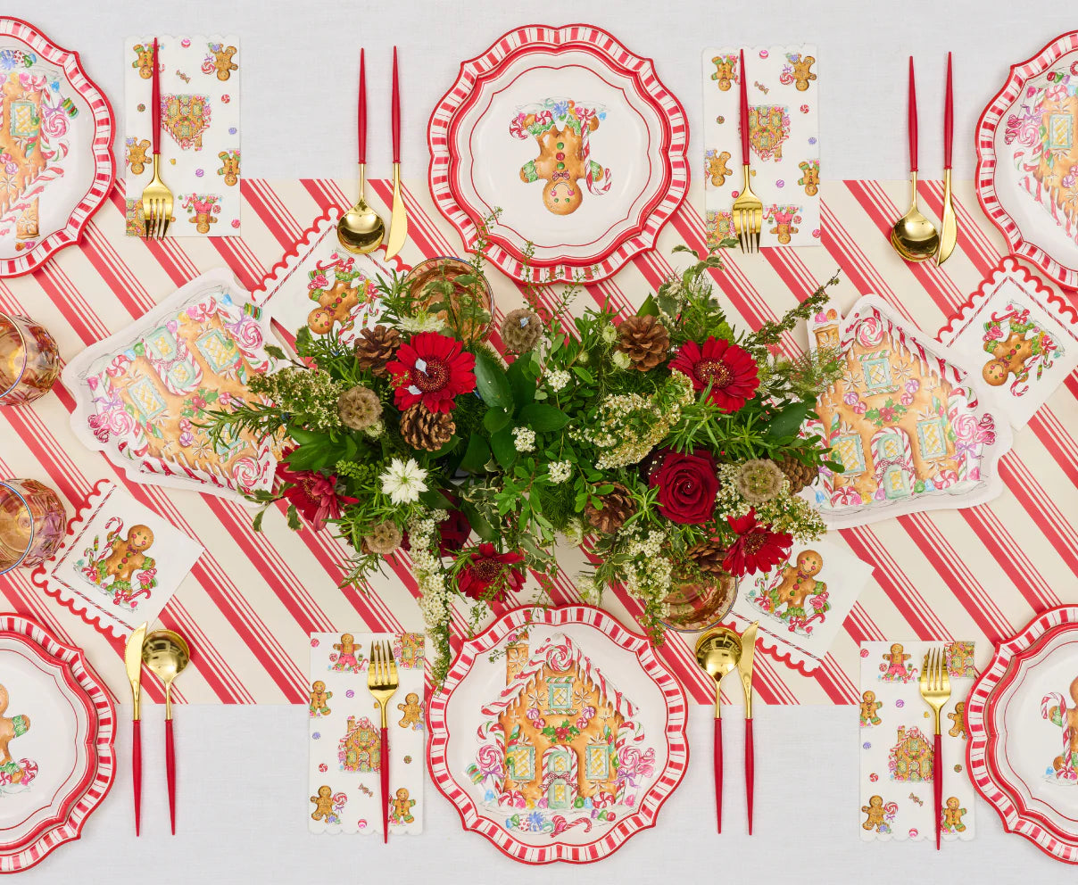 Holiday Cocktail Napkins & Ceramic Tray Set