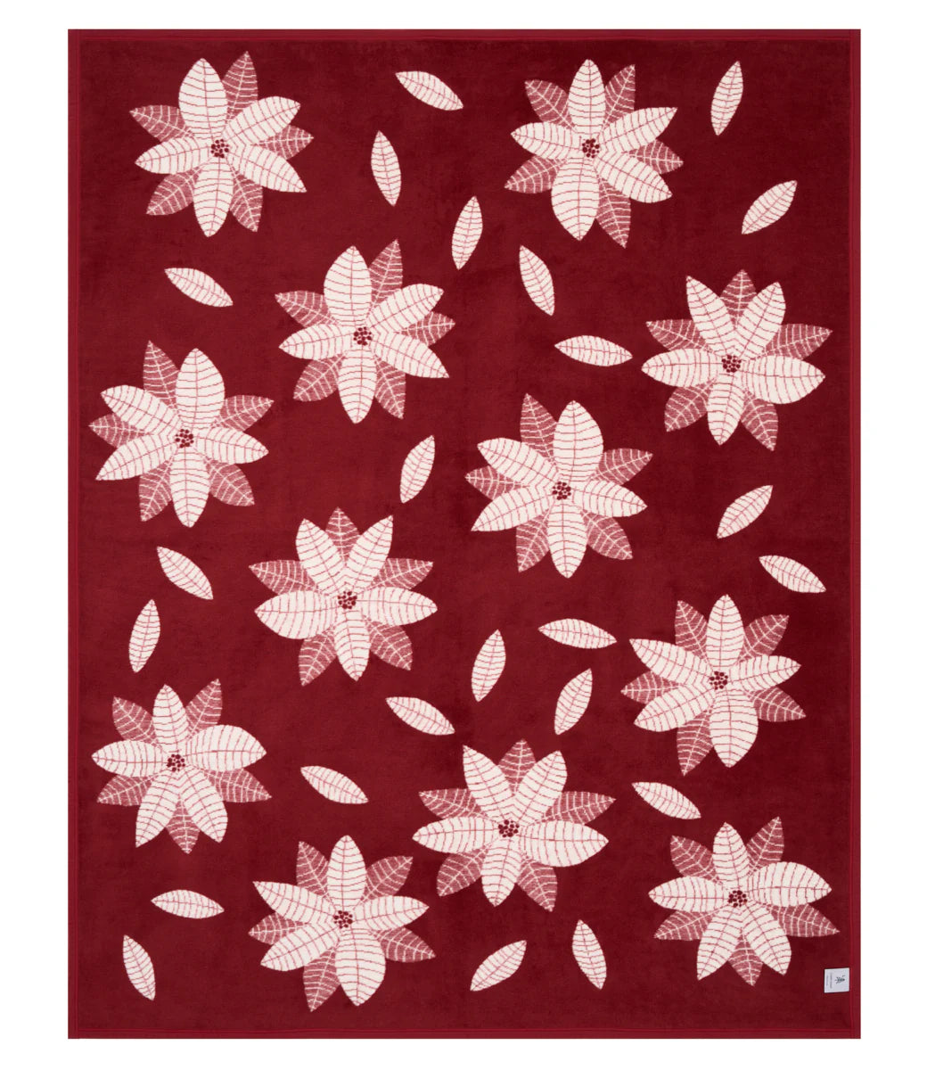 Poinsettia Jacquard Throw Blanket