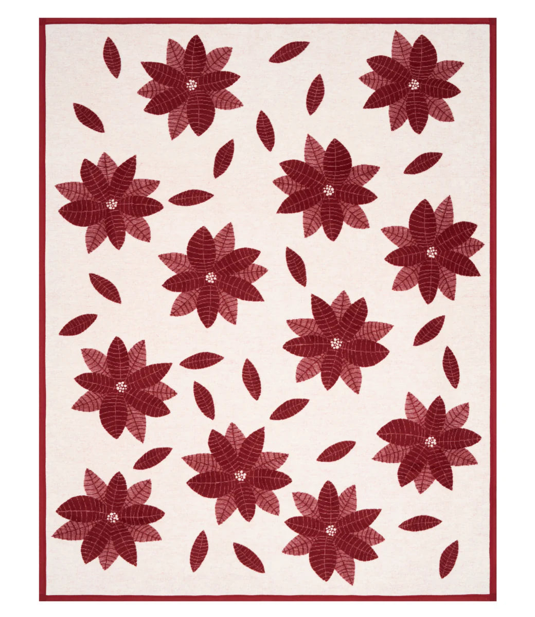 Poinsettia Jacquard Throw Blanket