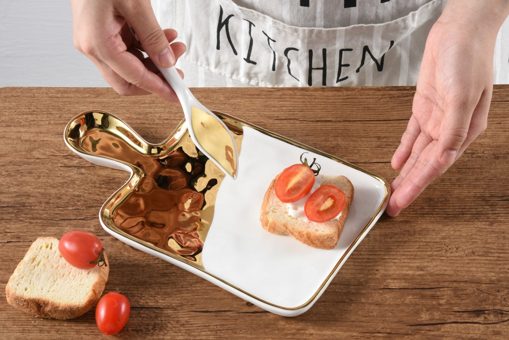 The Tray Set - White Porcelain W/ Gold Finish