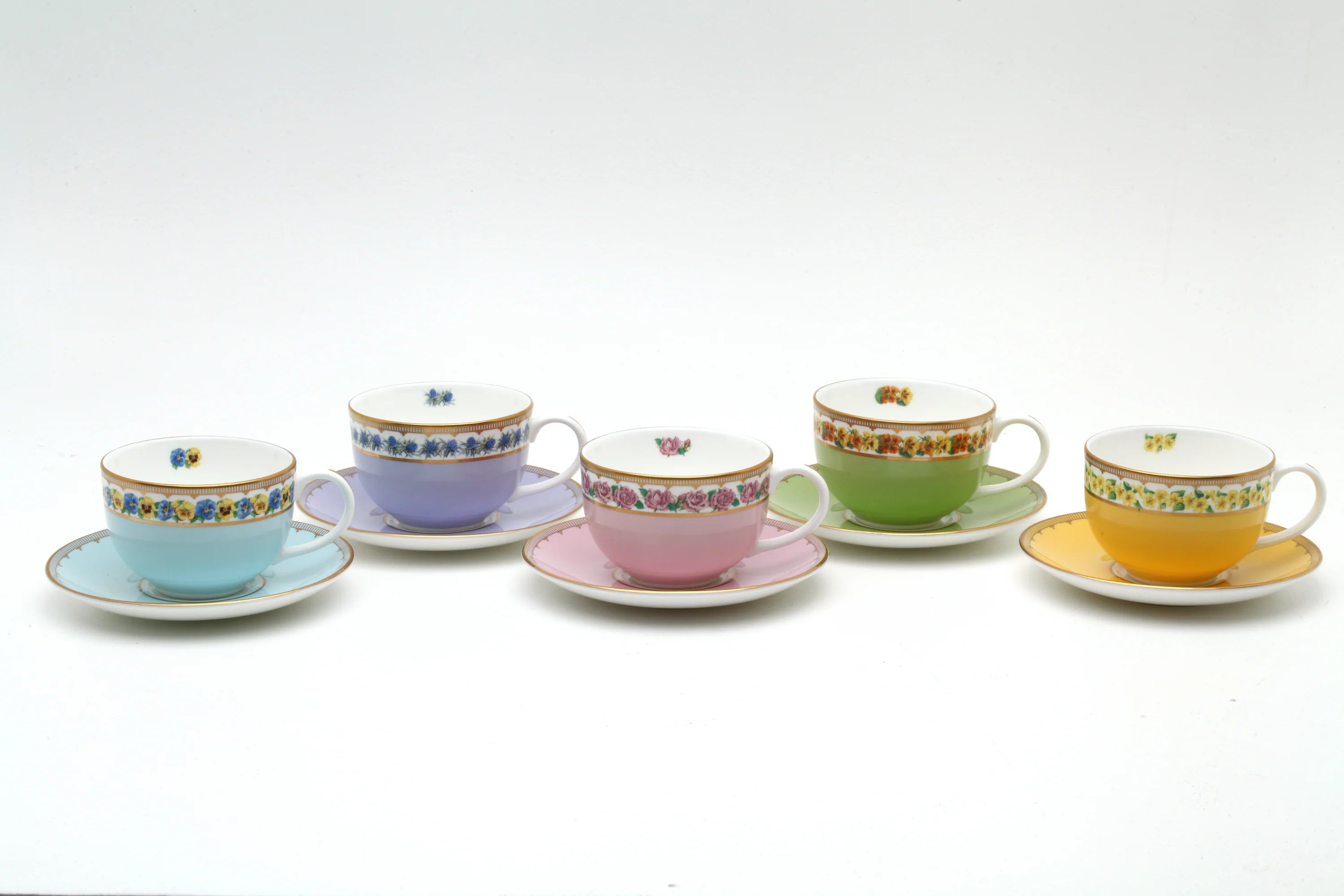 Nasturtium Shell Garden Floral Teacup & Saucer