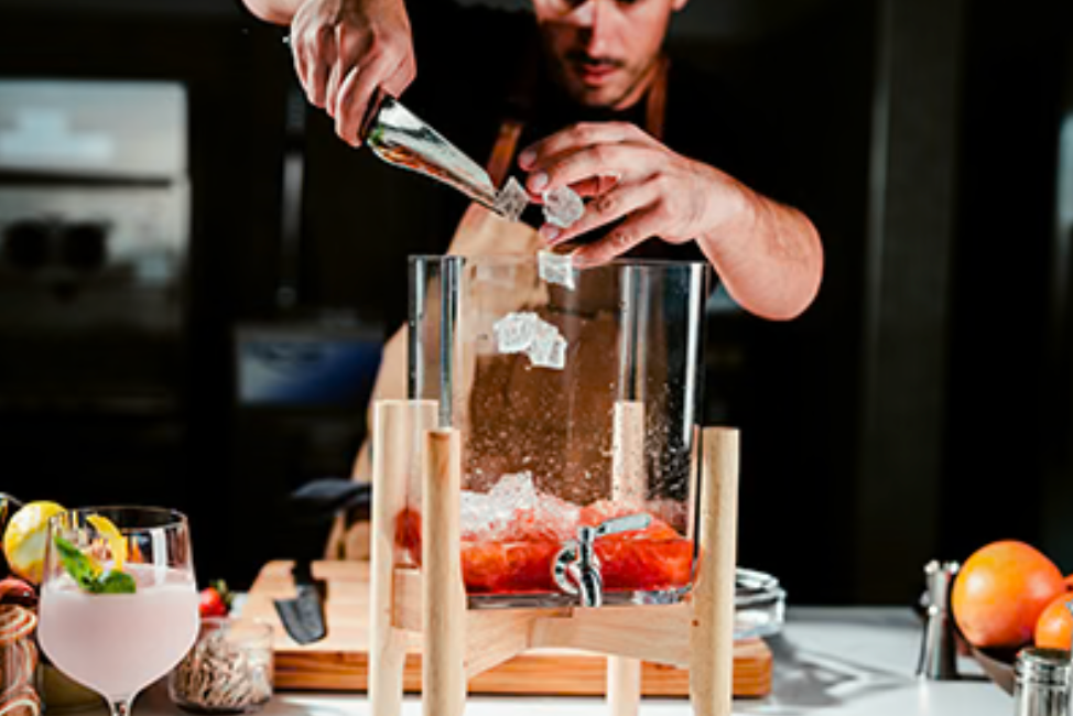 Cascade Beverage Dispenser & Wooden Stand - Thumbnail 3