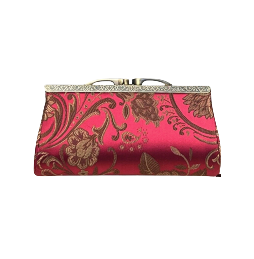 Floral Eyeglasses Case with Kiss Clasp Closure