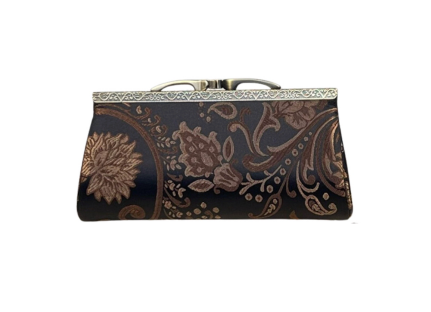 Floral Eyeglasses Case with Kiss Clasp Closure