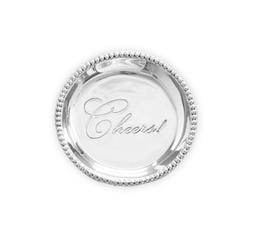 Organic Pearl Round Wine Plate "Cheers!"