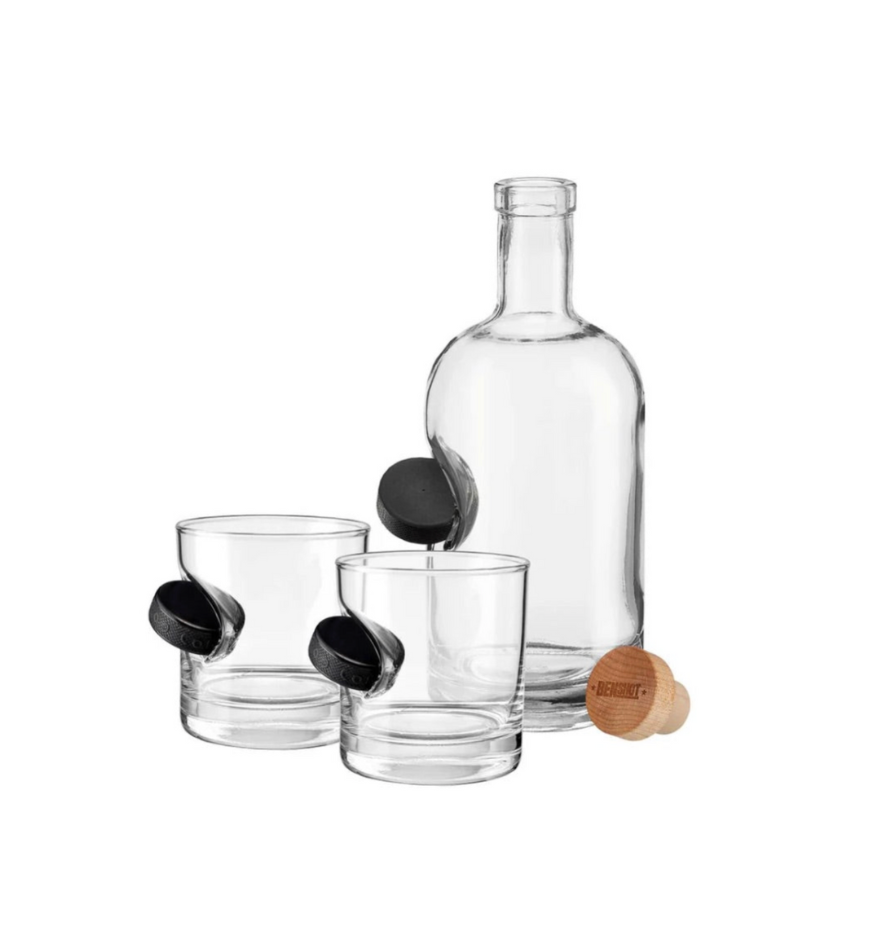 Benshot Hockey Puck Decanter & Glasses Set