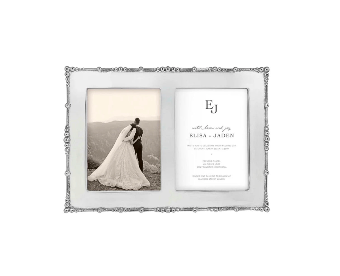 Pearled Engravable Double Frame
