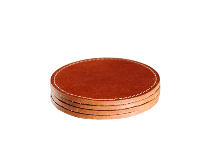 Circle Leather Coasters - Set of 4