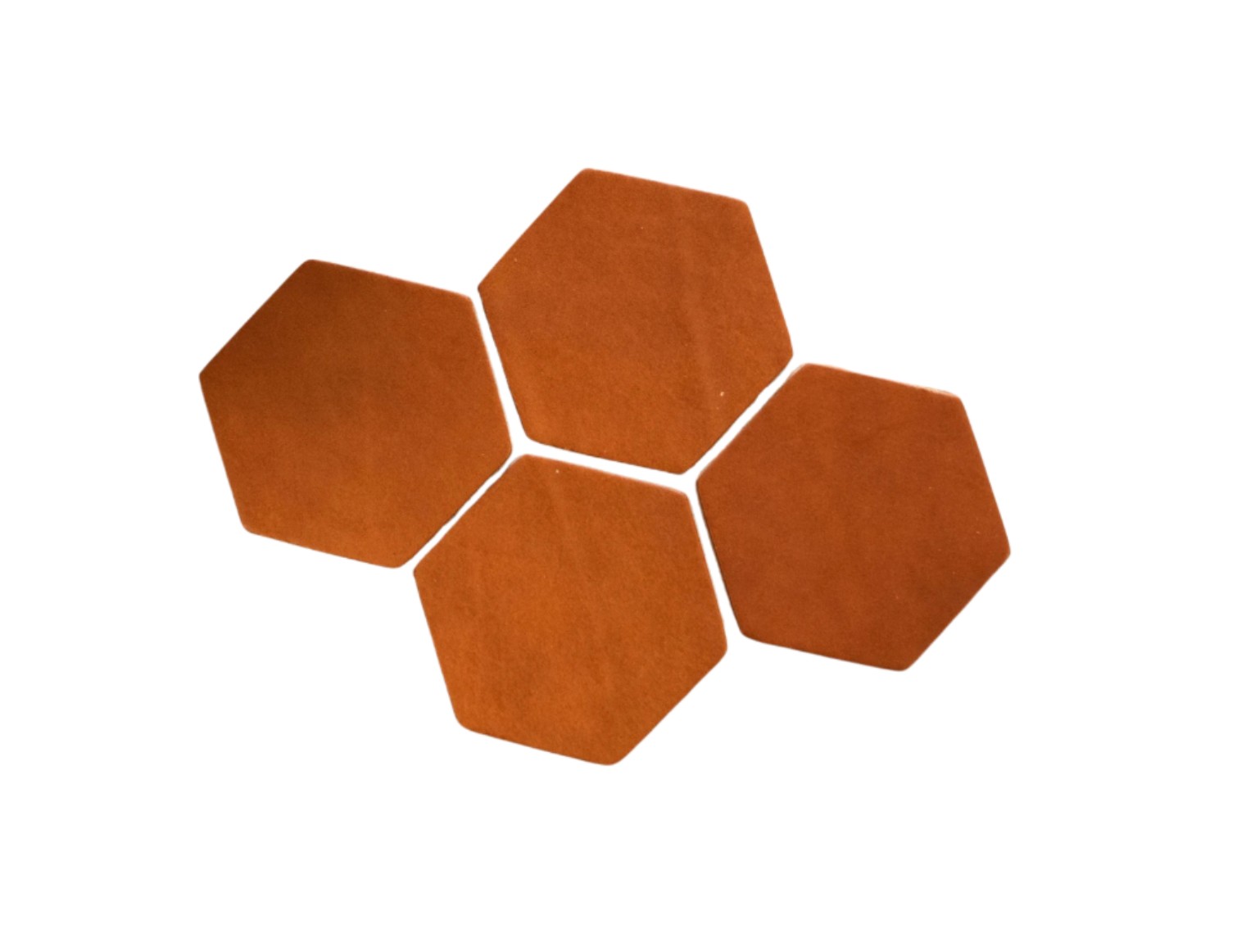 Hexagonal Leather Coasters - Set of 4