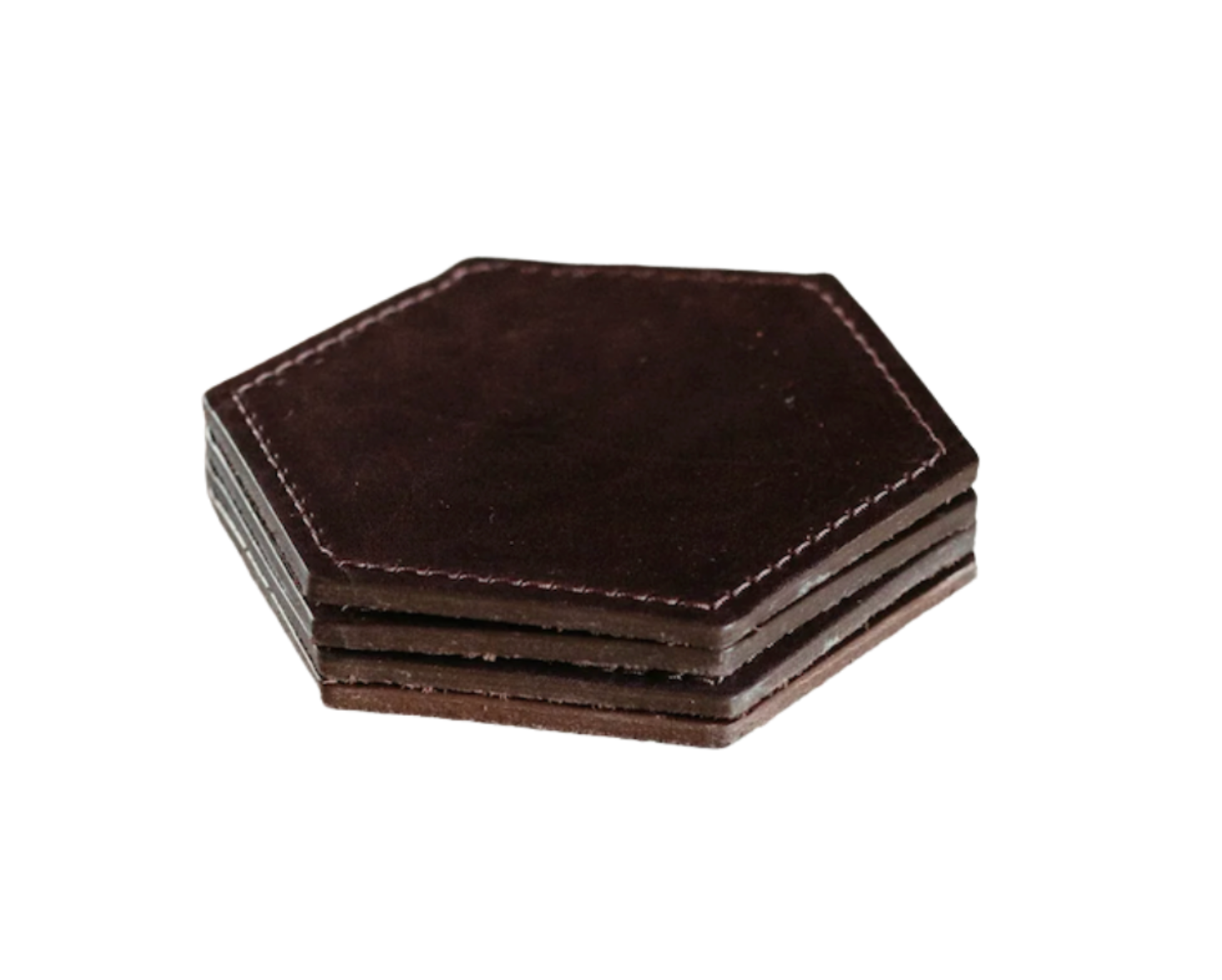 Hexagonal Leather Coasters - Set of 4 - Thumbnail 2