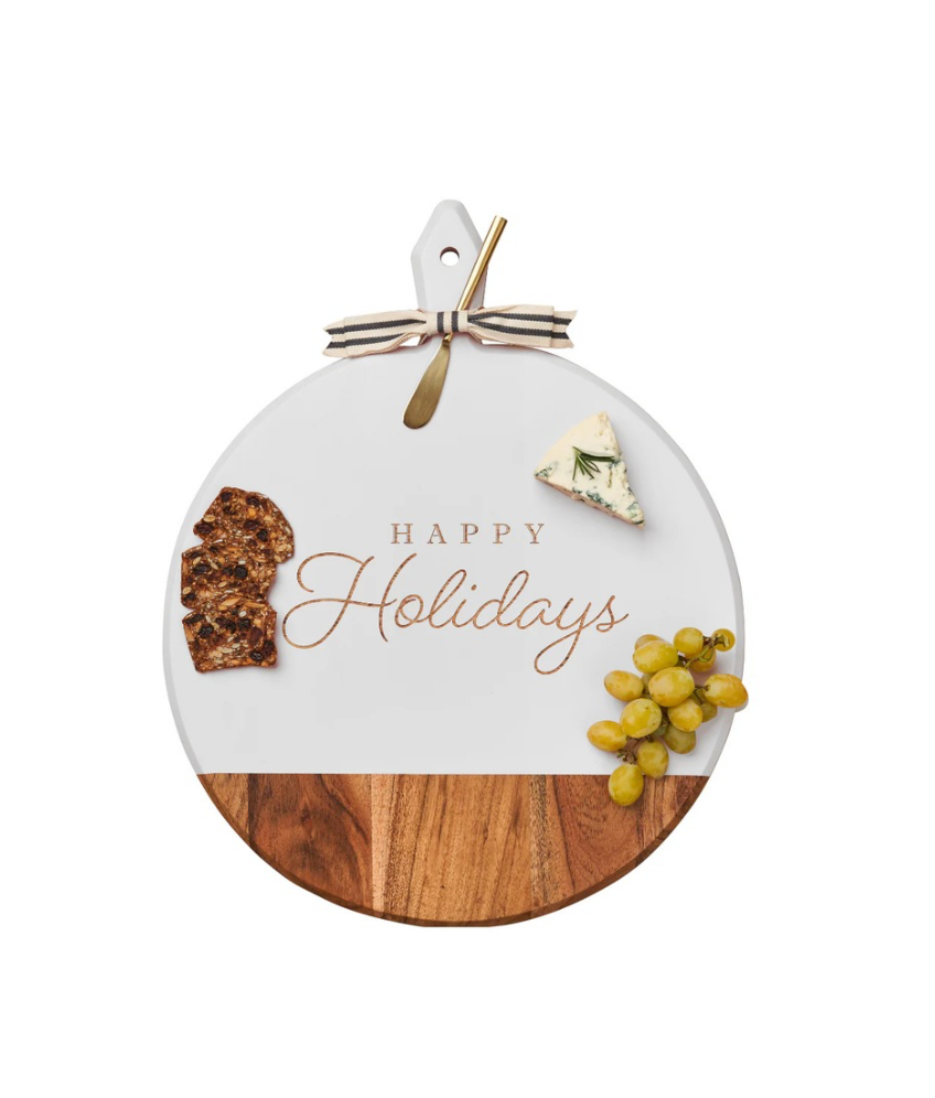 Happy Holidays Acacia Serving Board