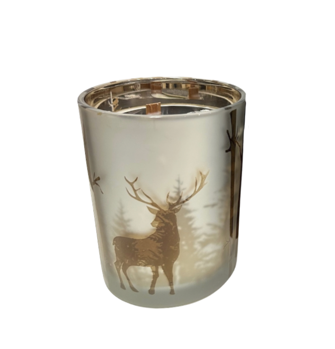 The Winter Elk Glass Candle & Match Set