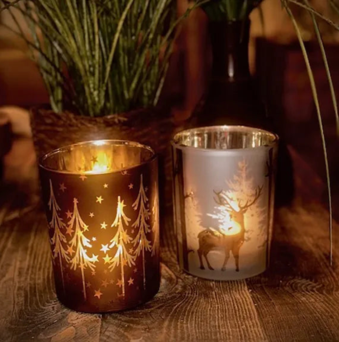The Winter Elk Glass Candle & Match Set