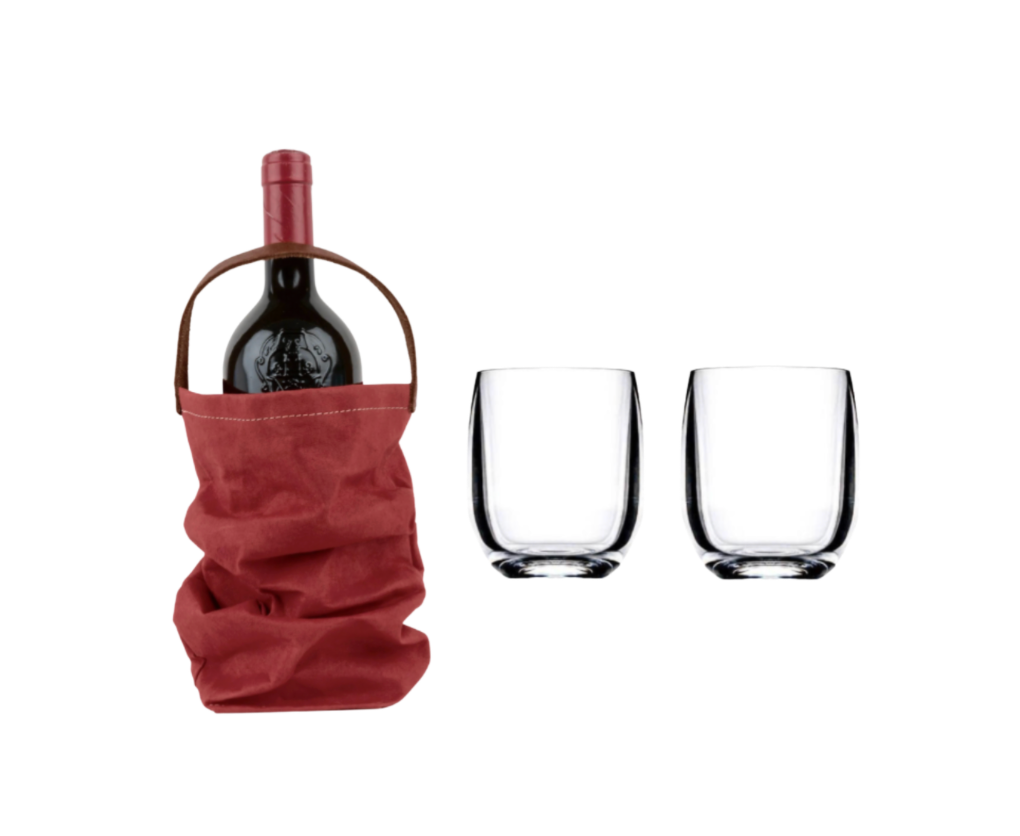 Wine Carrying Set with Unbreakable Plastic Glasses