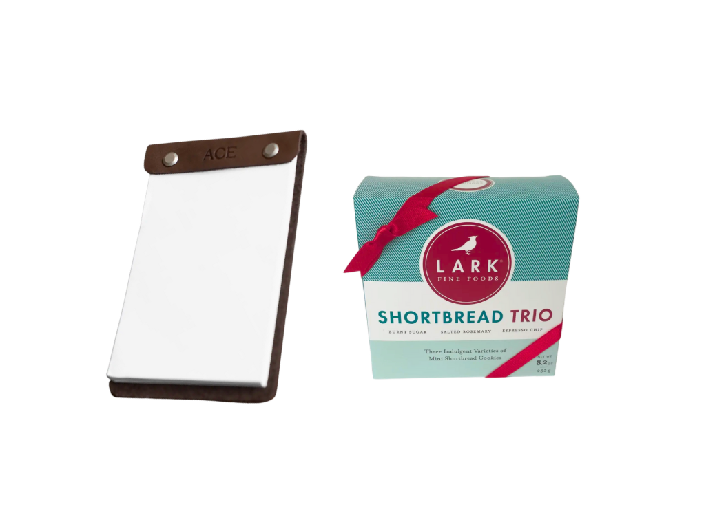 Leather Desk Jotter & Holiday Shortbread Set