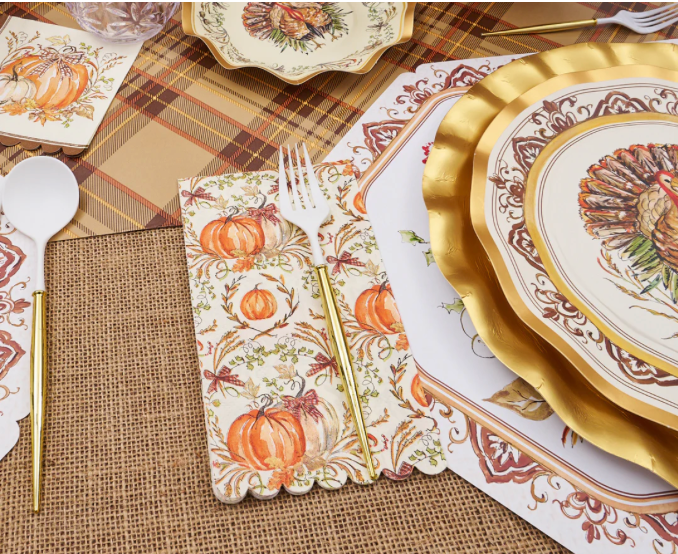 Thanksgiving Guest Towels with Ceramic Napkin Tray