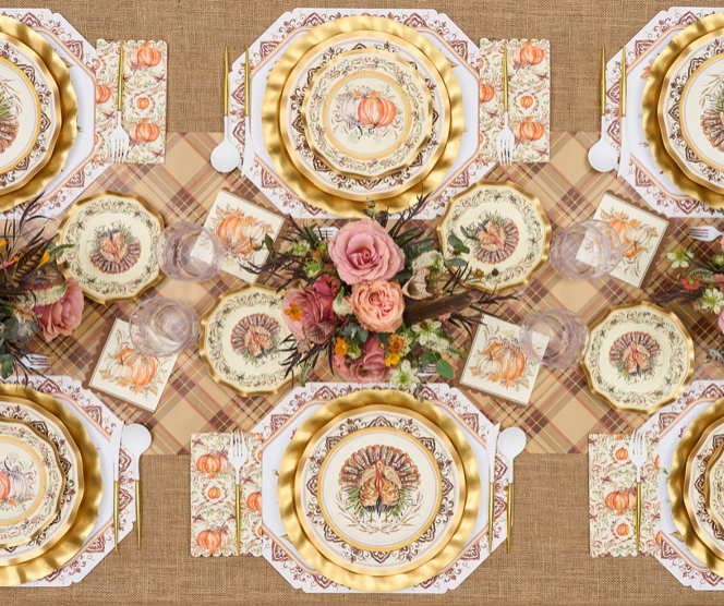 Acacia Serving Board & Autumn Napkins Set