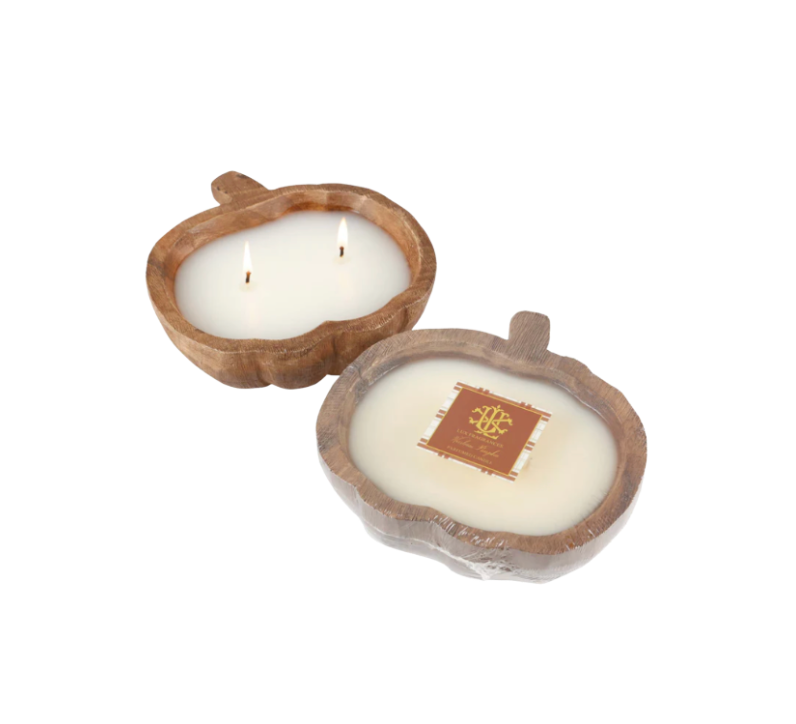 Wood Pumpkin 2-Wick Candle